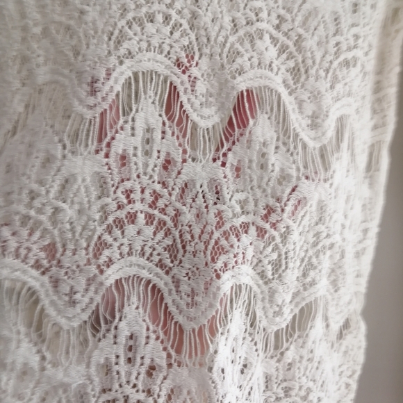 Farm Rio Sheer Lace Long Sleeve Ivory Blouse P (00-0) - Picture 6 of 16